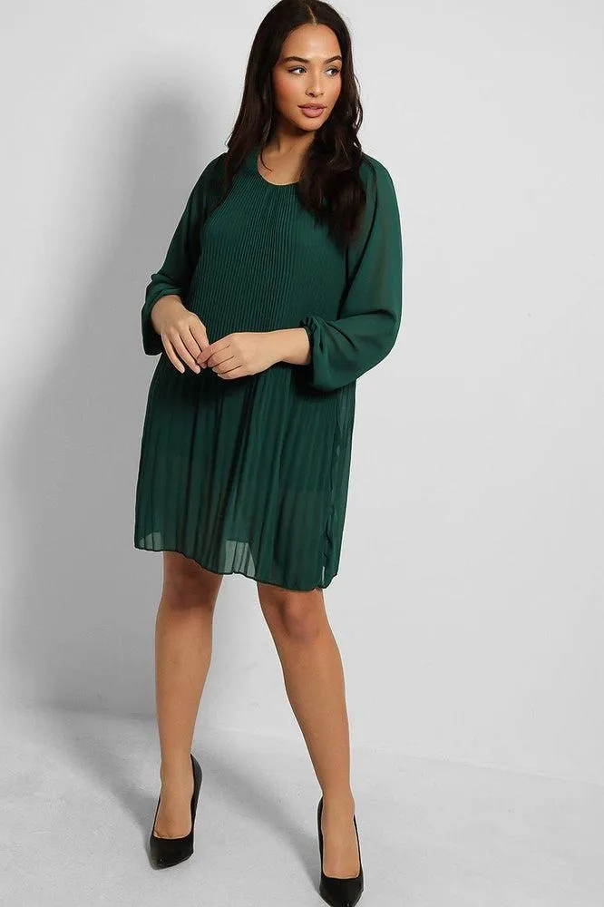 Pleated Chiffon Shift Dress