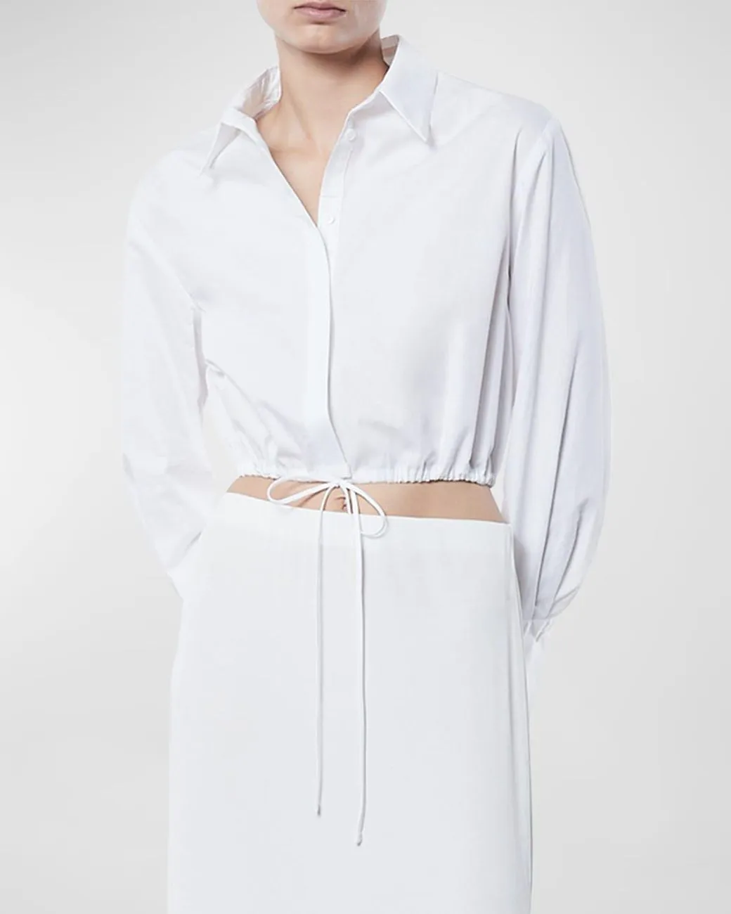 Poplin Drawcord Shirt - White