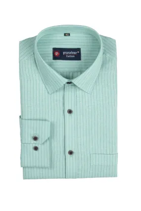 Punekar Cotton Mint Color Lining Criss Cross Woven Cotton Shirt for Men's.