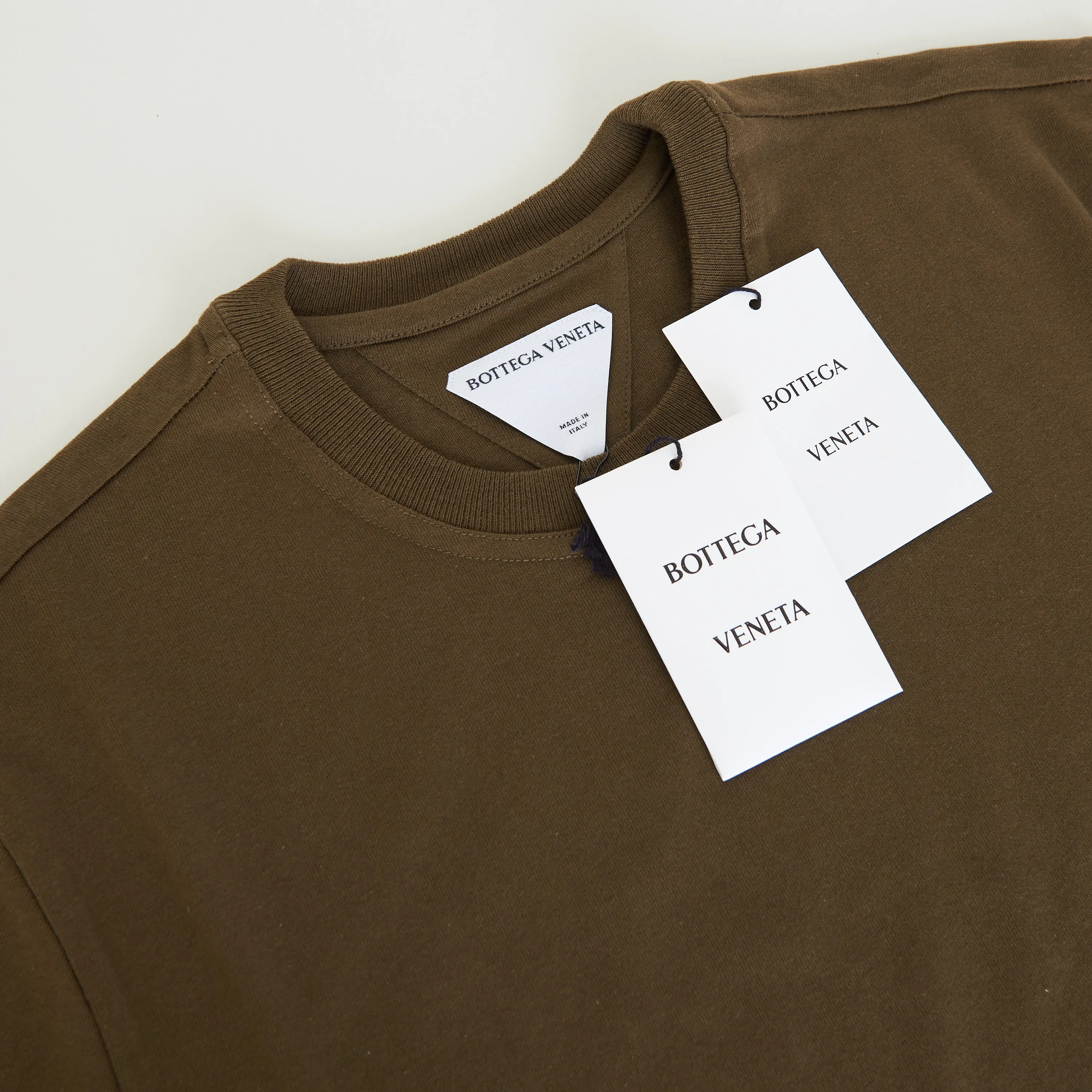 "Sunrise" Light Crewneck T-shirt In Olive Green Cotton