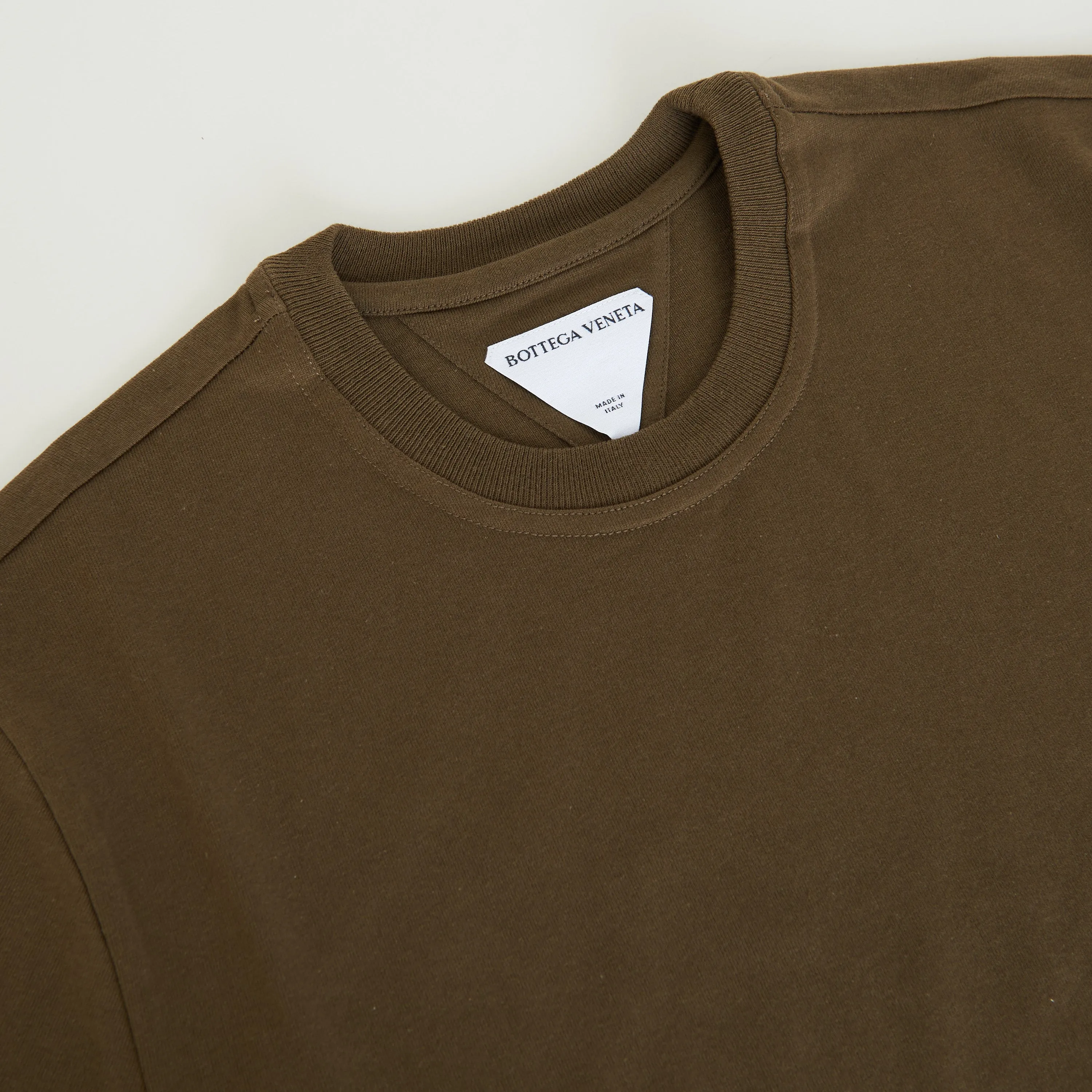 "Sunrise" Light Crewneck T-shirt In Olive Green Cotton