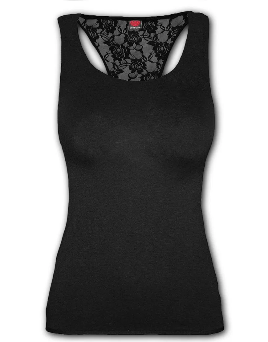 Racer back Lace Tank Top Black