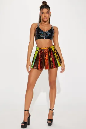 Rave Girl At Heart Holographic Dance Skirt - Multi Color