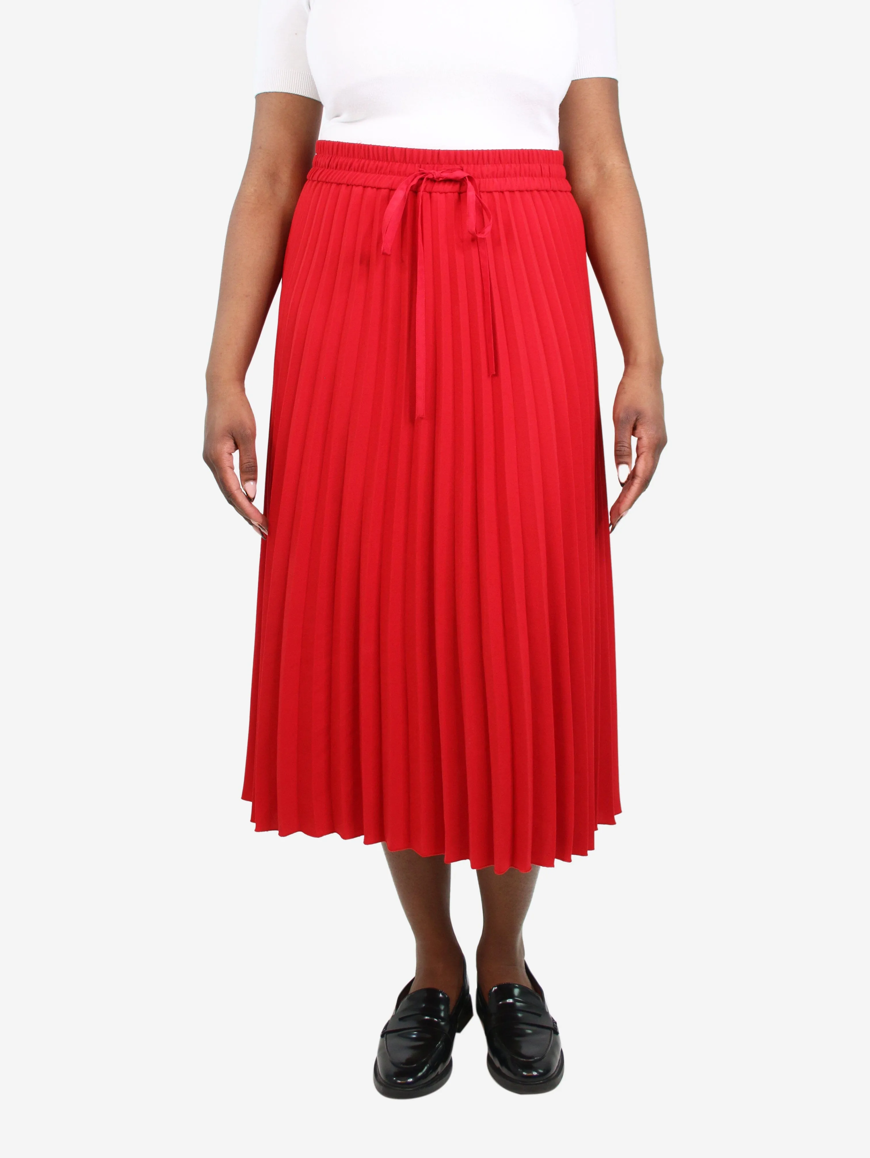 Red pleated elasticated waist skirt - size IT 44