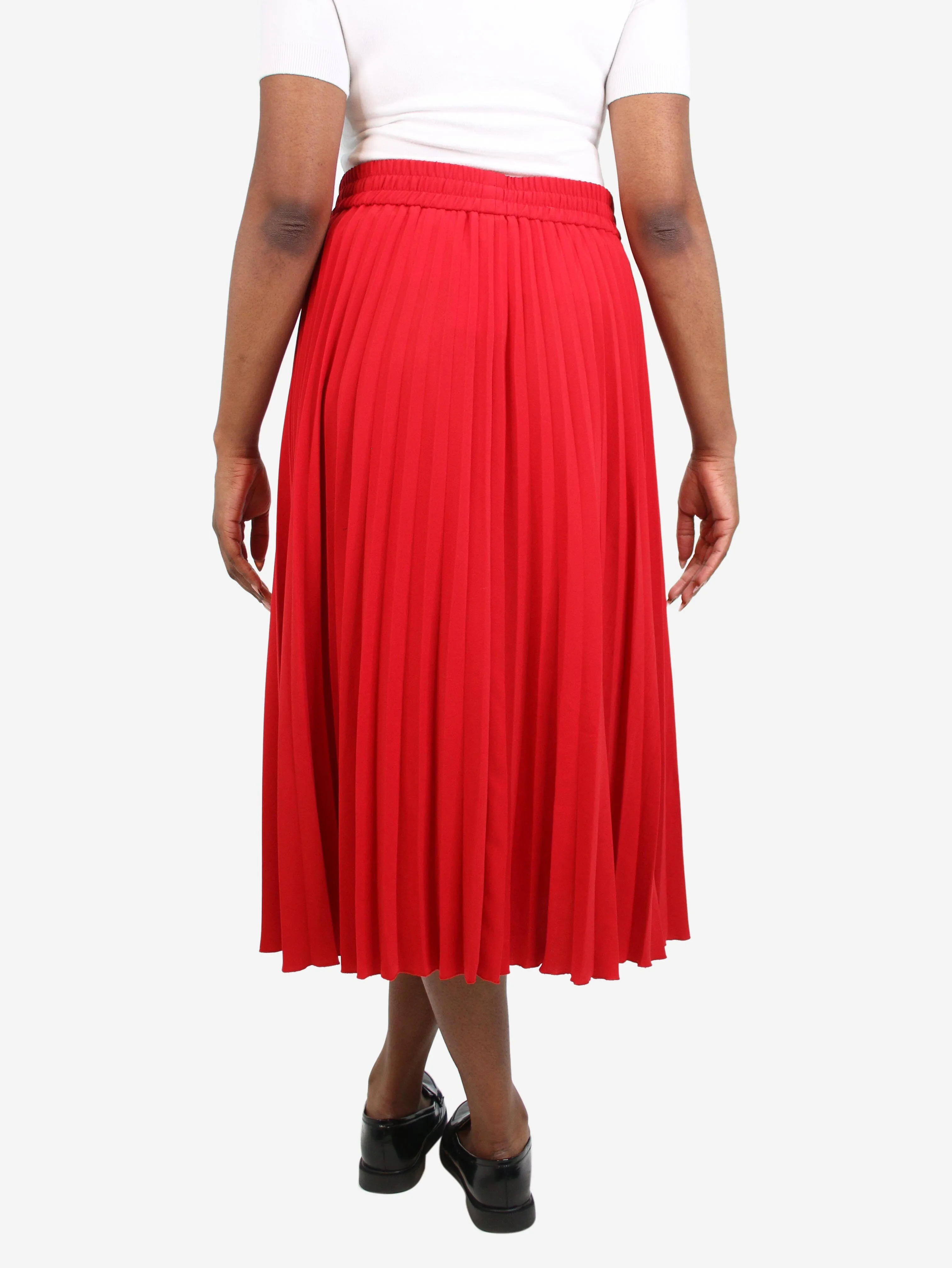 Red pleated elasticated waist skirt - size IT 44