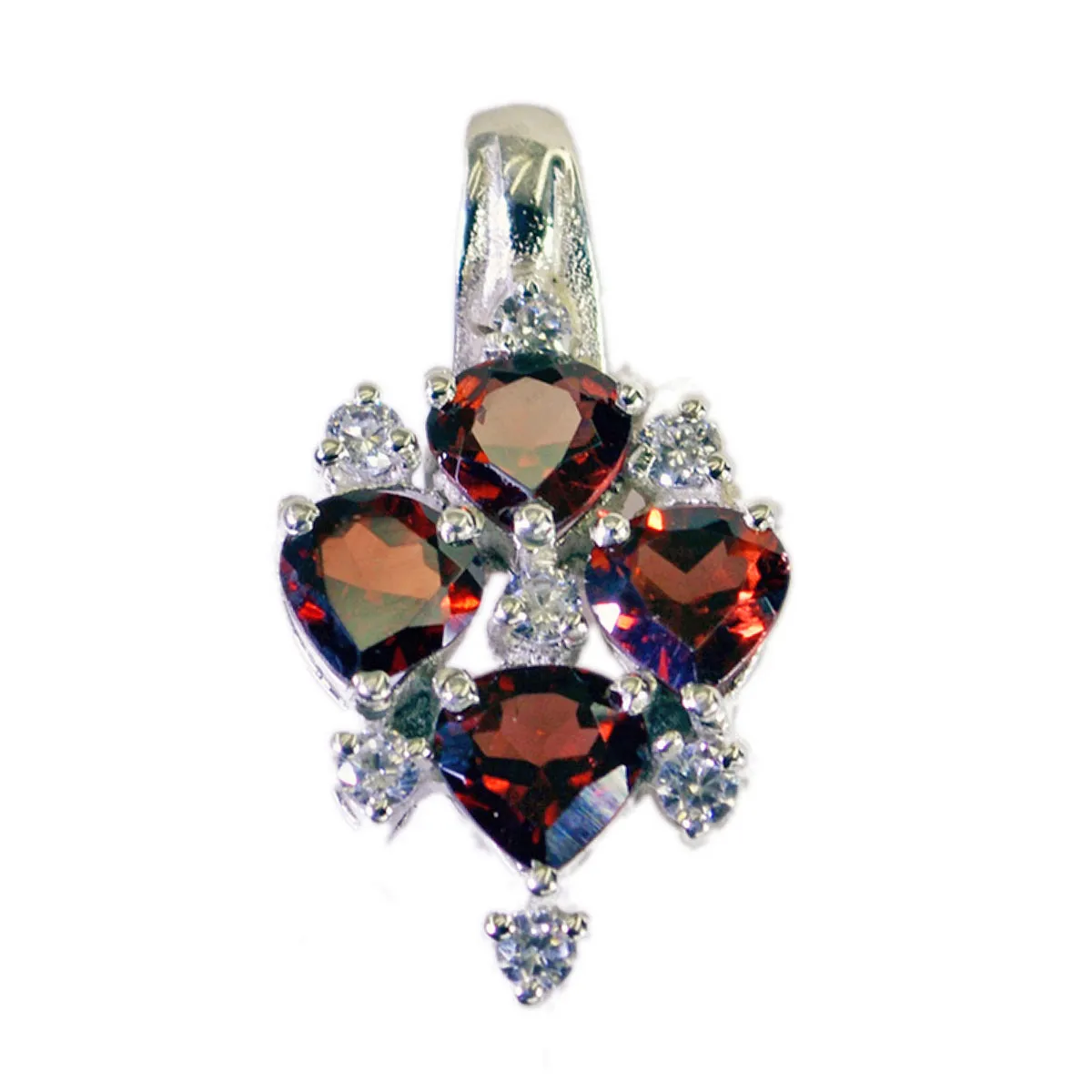 Riyo Appealing Gemstone Heart Faceted Red Garnet 1128 Sterling Silver Pendant Gift For Girlfriend