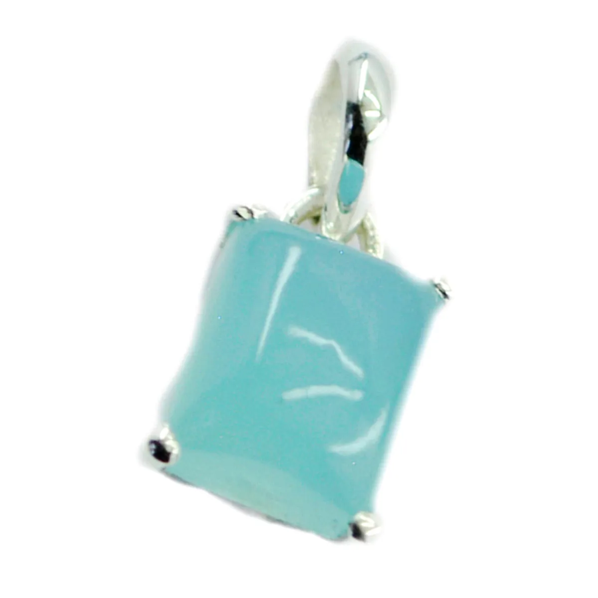 Riyo Bonny Gemstone Octagon Cabochon Blue Chalcedony 944 Sterling Silver Pendant Gift For Girlfriend