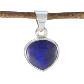 Riyo Decorative Gems Heart Cabochon Nevy Blue Lapis Lazuli Solid Silver Pendant Gift For Good Friday