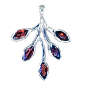 Riyo Exquisite Gemstone Marquise Faceted Red Garnet Sterling Silver Pendant Gift For Friend