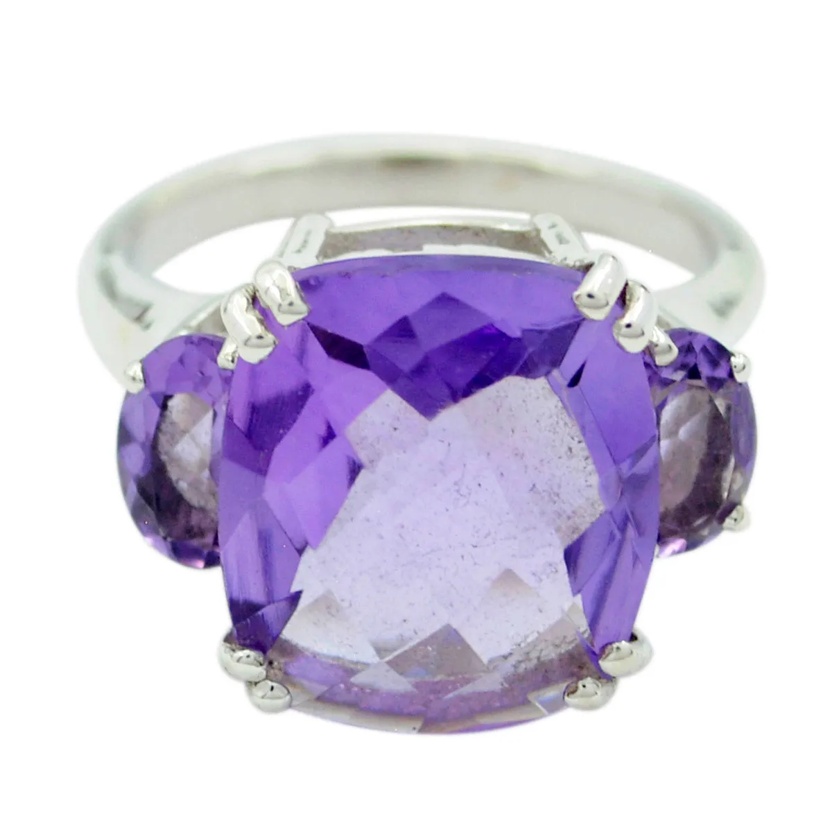 Riyo Flawless Gemstones Amethyst 925 Sterling Silver Ring Cuff