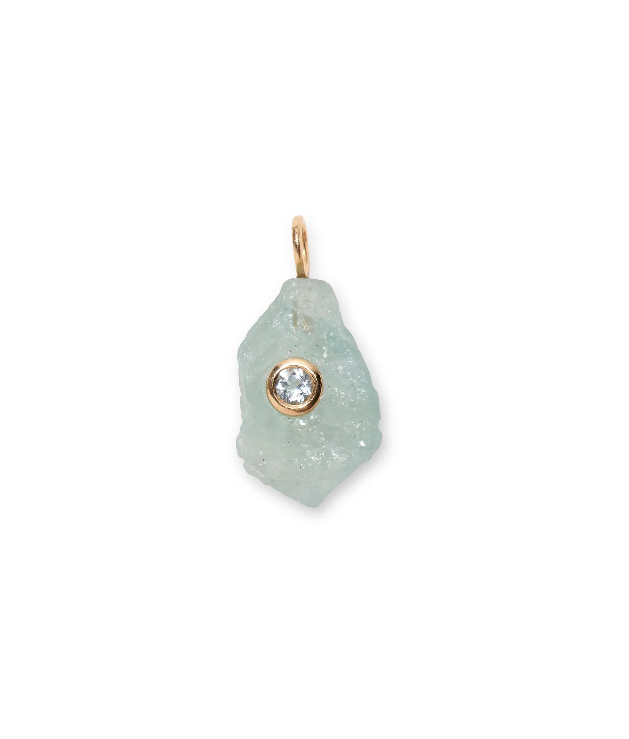 Rough Aquamarine & Sky Blue Topaz 14k Gold Necklace Charm