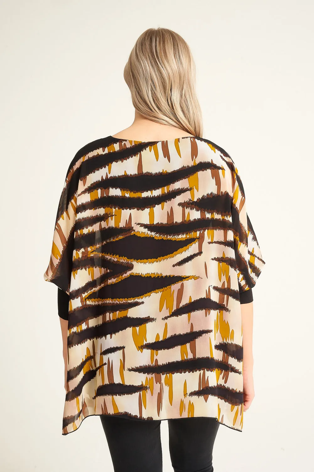 Saloos Animal-Printed Chiffon Top with Necklace