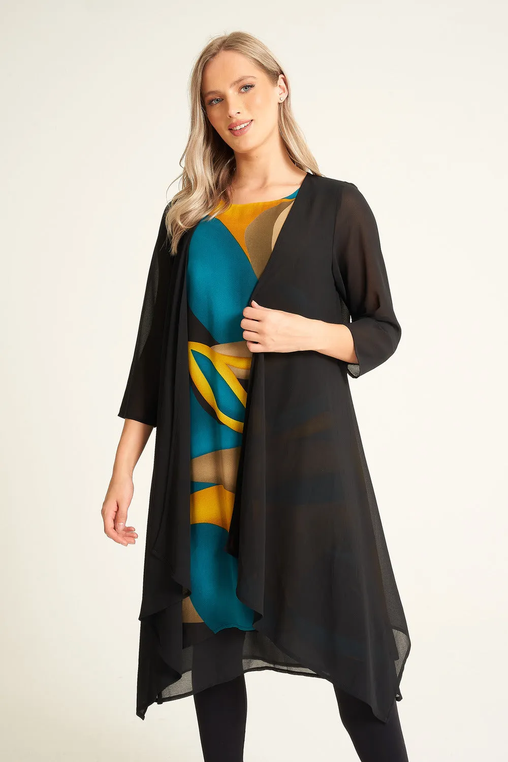 Saloos Colourful Dress & Chiffon Jacket Twinset