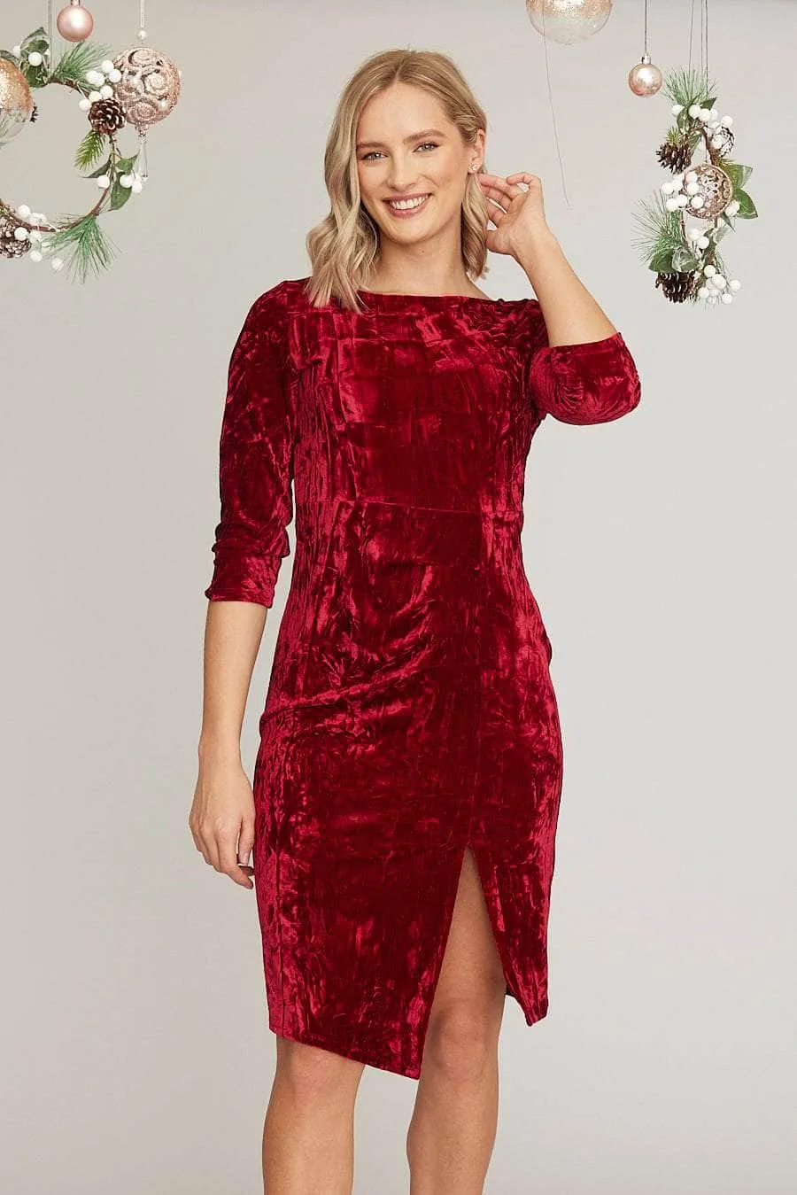 Saloos Velvet Midi Shift-Dress