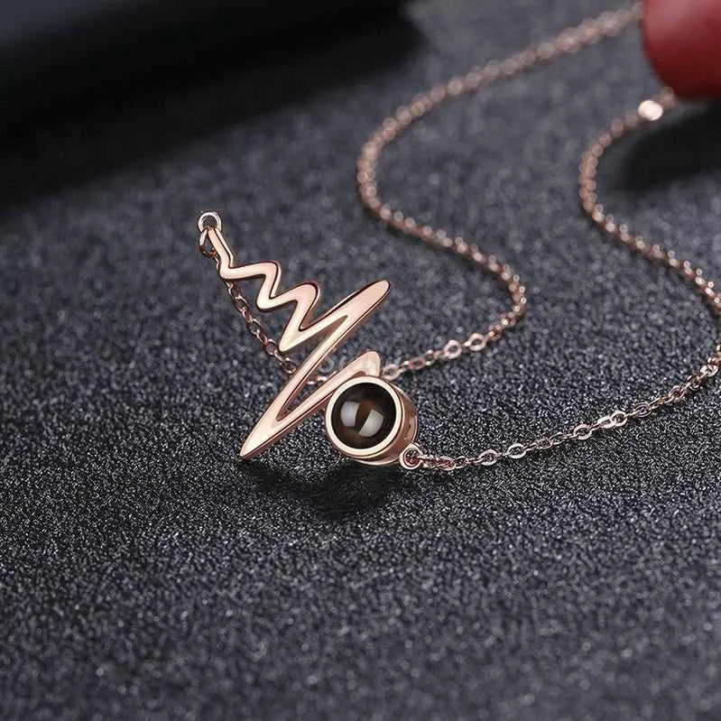 Siciry Personalized Projection Photo Necklace - Heartbeat