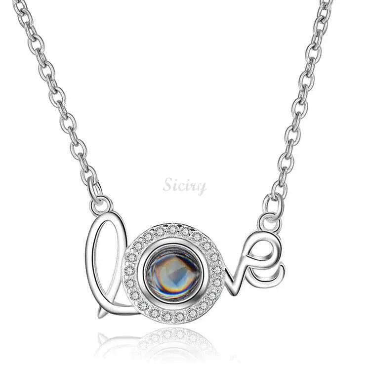 Siciry Personalized Projection Photo Necklace - Love