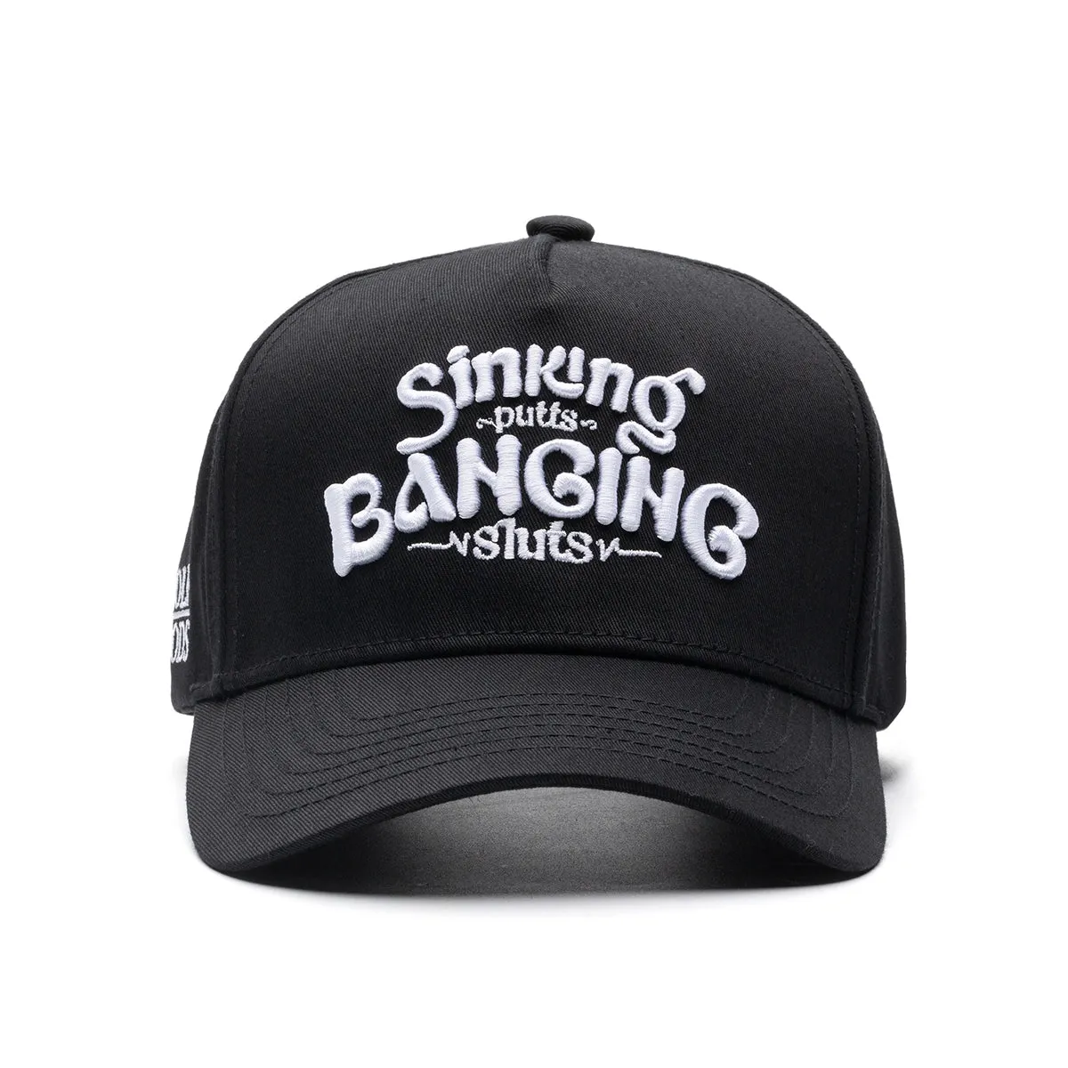 Sinking Putts & Banging Sluts Black SnapBack Golf Hat - Curved Brim