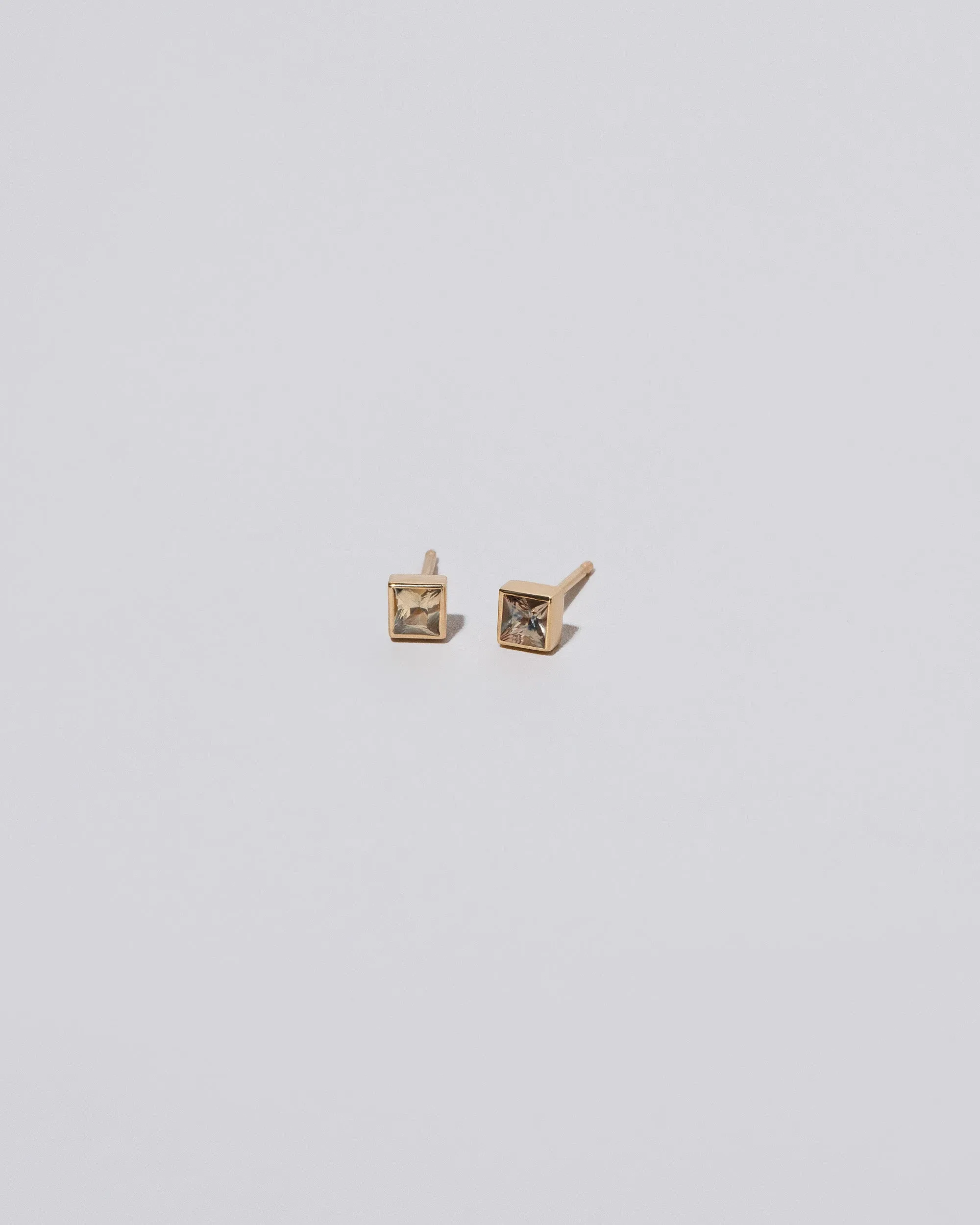 Square Frame Stud Earrings - Yellow Sapphire