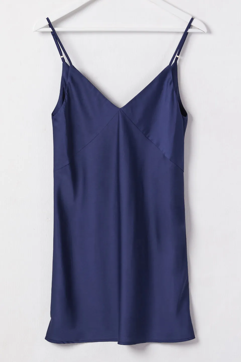 Supernatural Navy Satin Bodice Panel Bias Mini Slip Dress