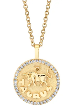 Taurus Zodiac Coin Pendant Necklace