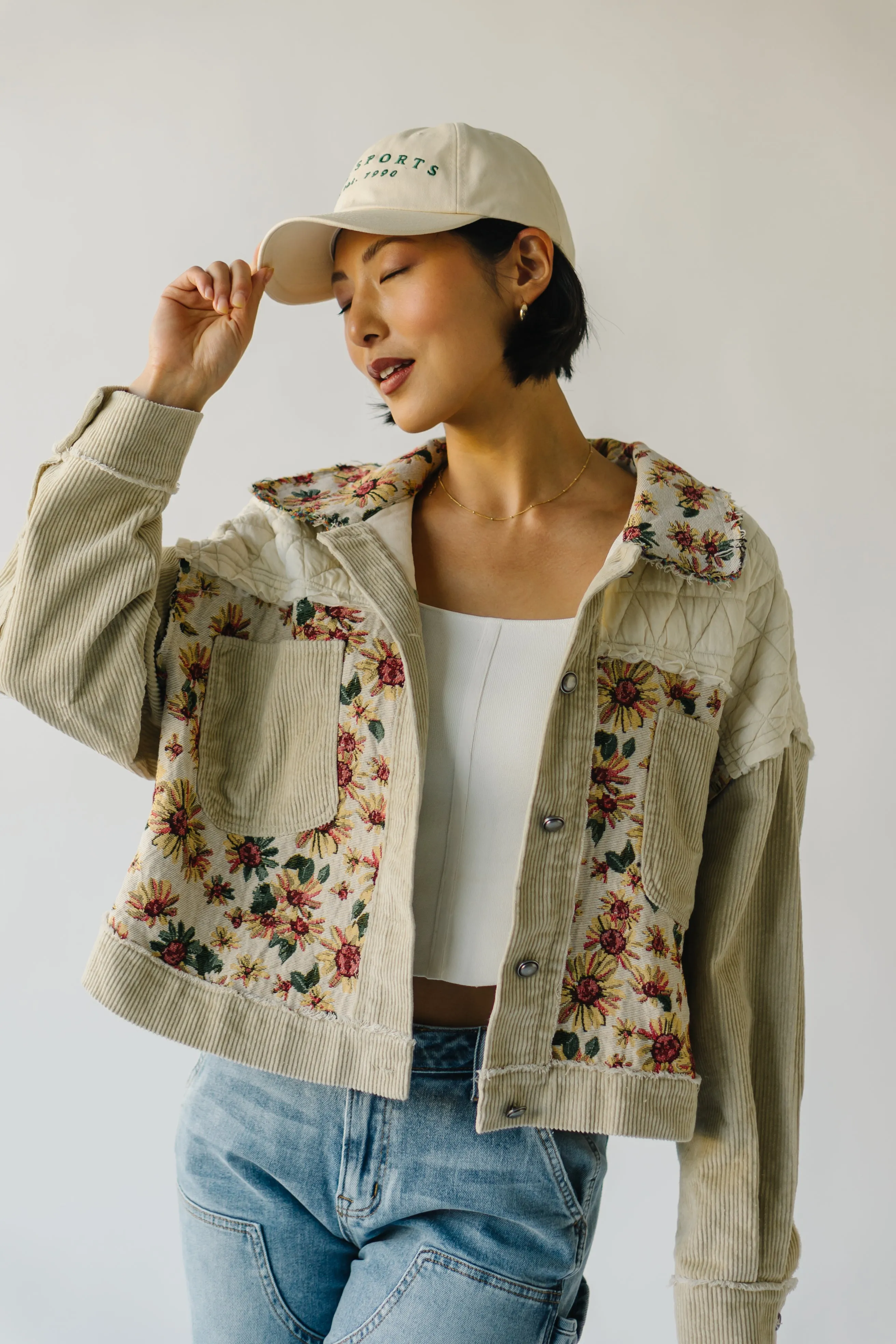 The Dawkins Quilt Panel Jacket in Beige Multi