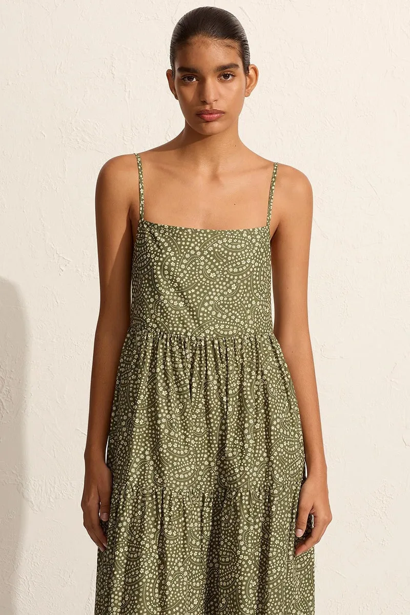 TIERED LOW BACK SUNDRESS-JASMINE OLIVE