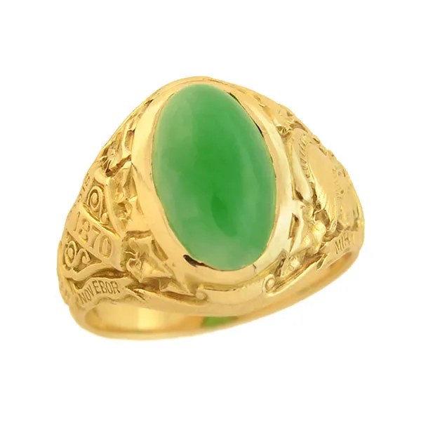 TIFFANY & CO. Art Deco 14kt Jade Hunter College 1928 Class Ring