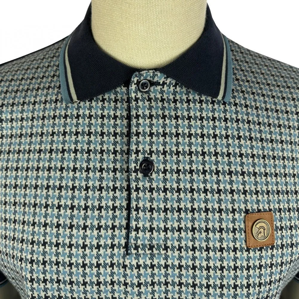 Trojan Houndstooth Panel Polo Shirt Navy