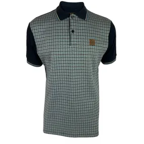 Trojan Houndstooth Panel Polo Shirt Navy