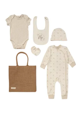 Unisex 5 Piece Baby Fly Layette Set - Beige