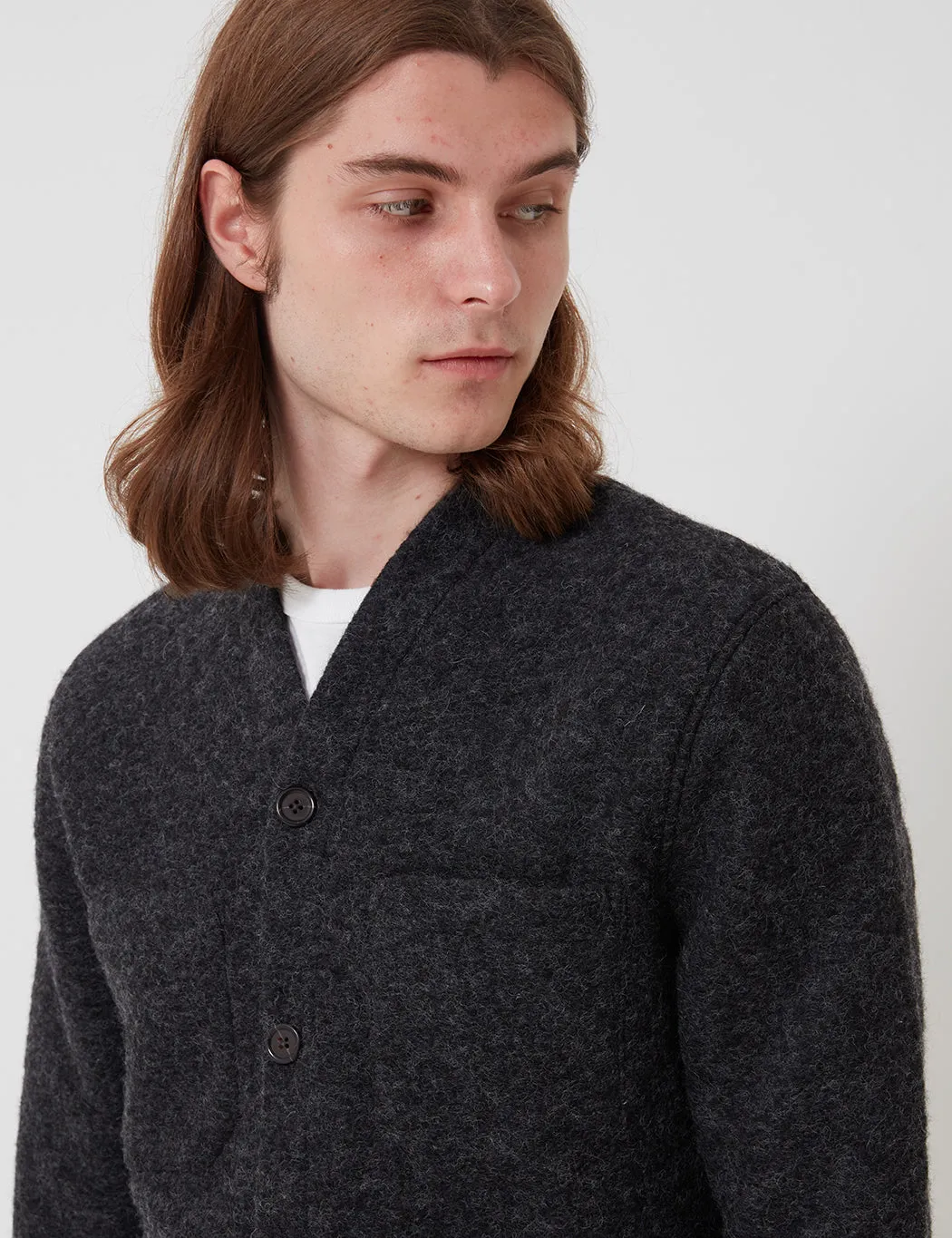 Universal Works Cardigan (Wool Fleece) - Charcoal