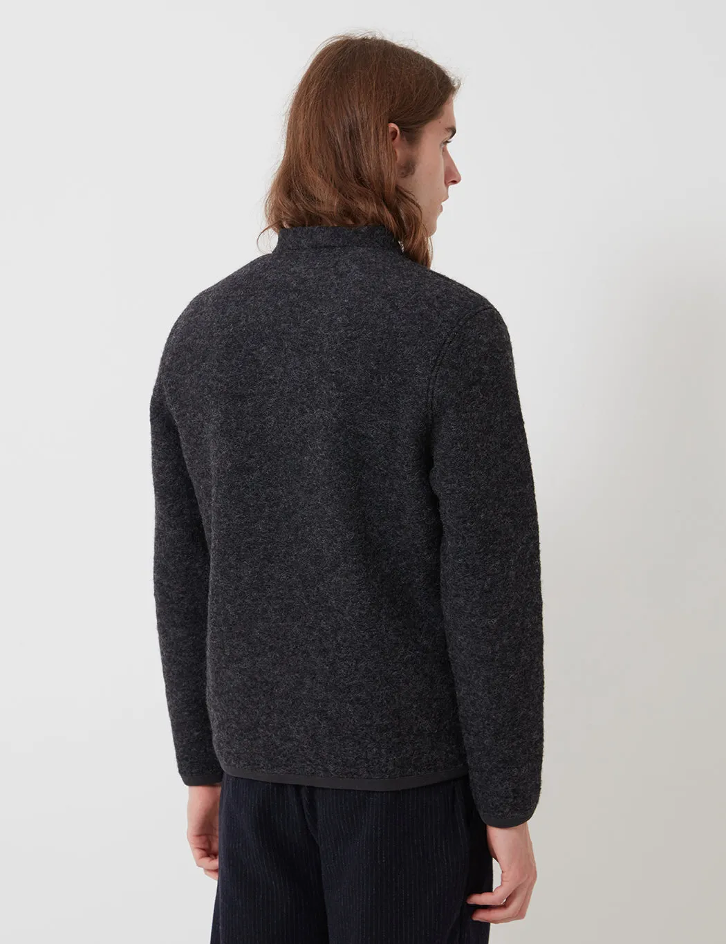 Universal Works Cardigan (Wool Fleece) - Charcoal