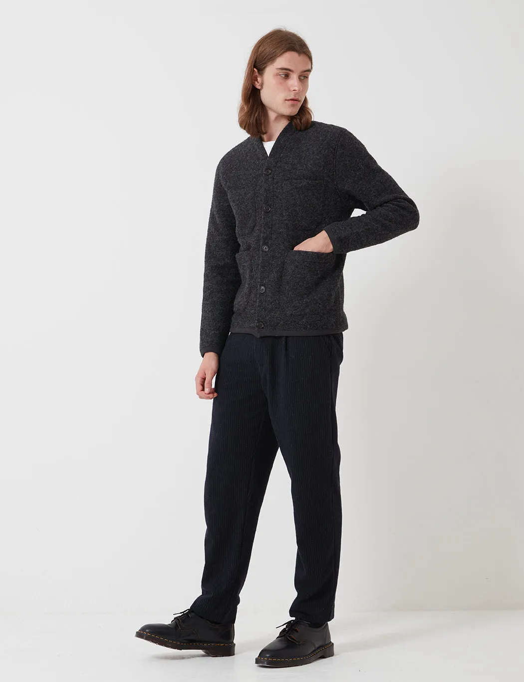 Universal Works Cardigan (Wool Fleece) - Charcoal