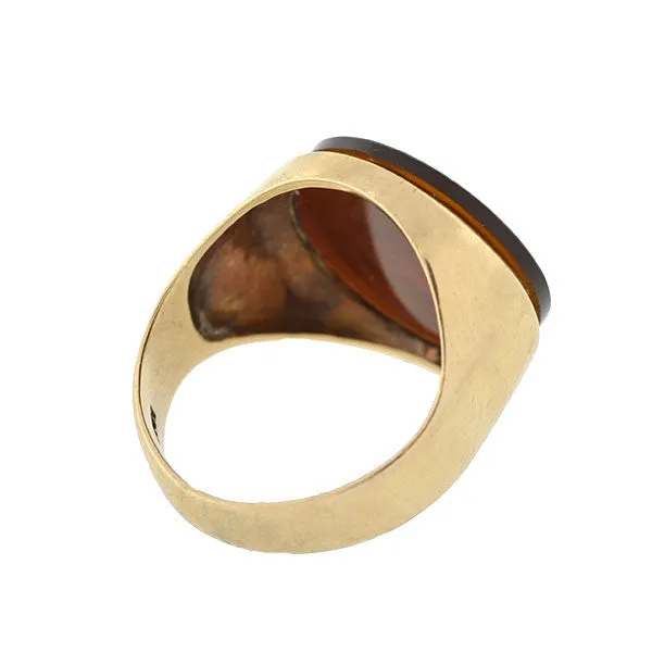 Victorian 10kt Carved Agate Intaglio Unisex Ring