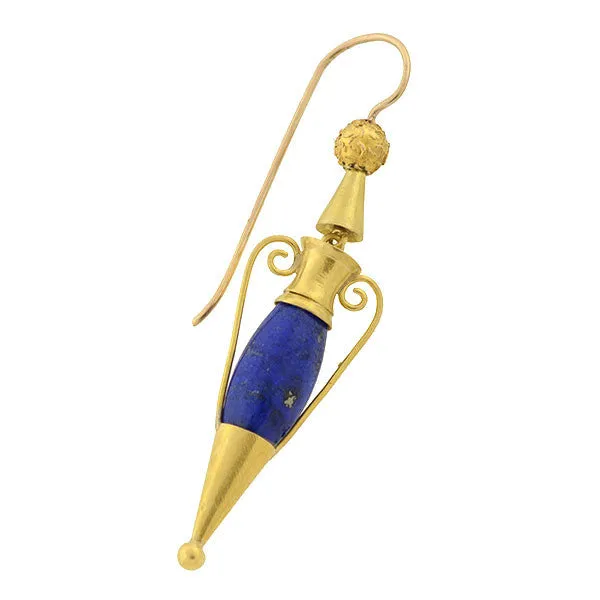 Victorian 15kt Lapis Hanging Urn Earrings