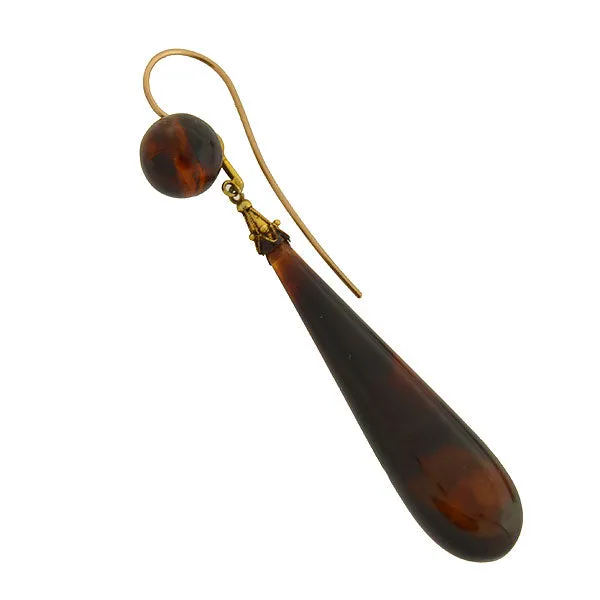 Victorian Dramatic Teardrop Tortoise Shell Earrings