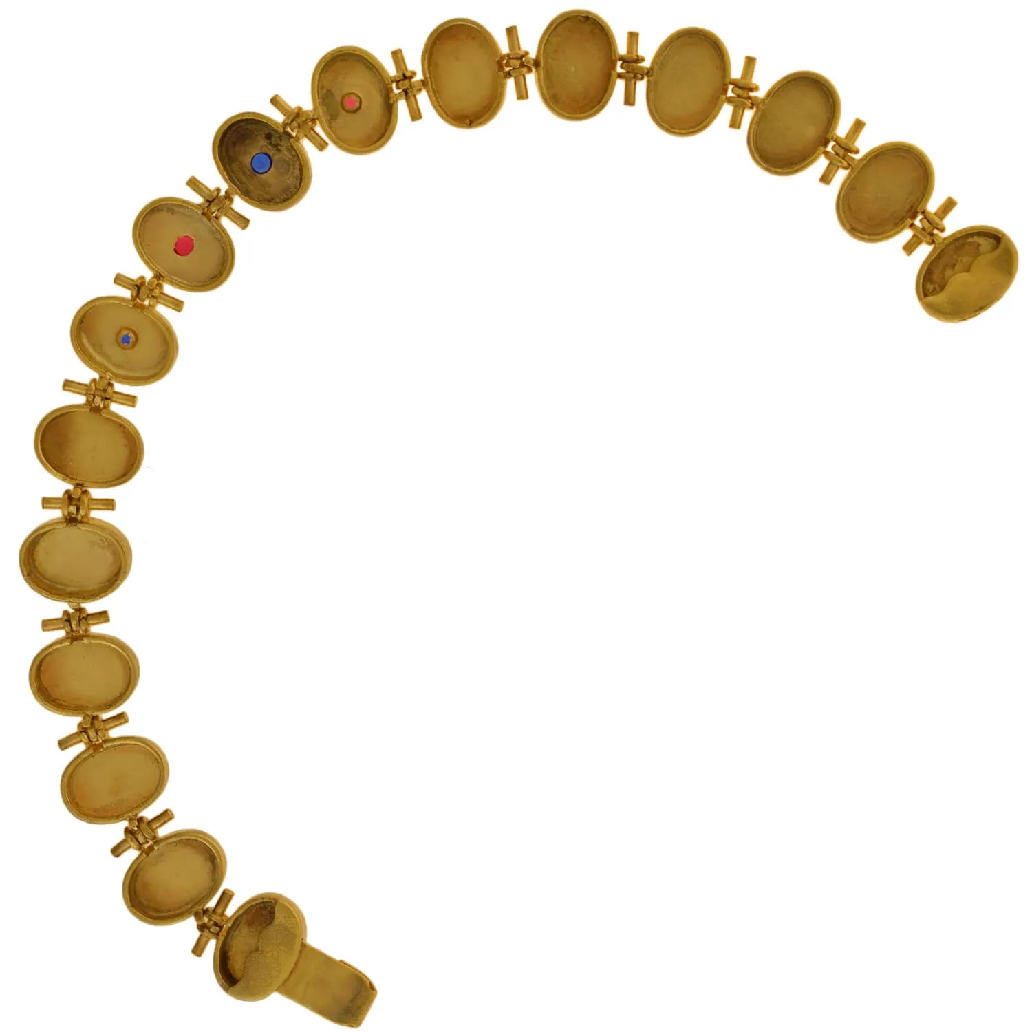 Victorian Gold-Filled Etruscan   Faux Gemstone Button Bracelet