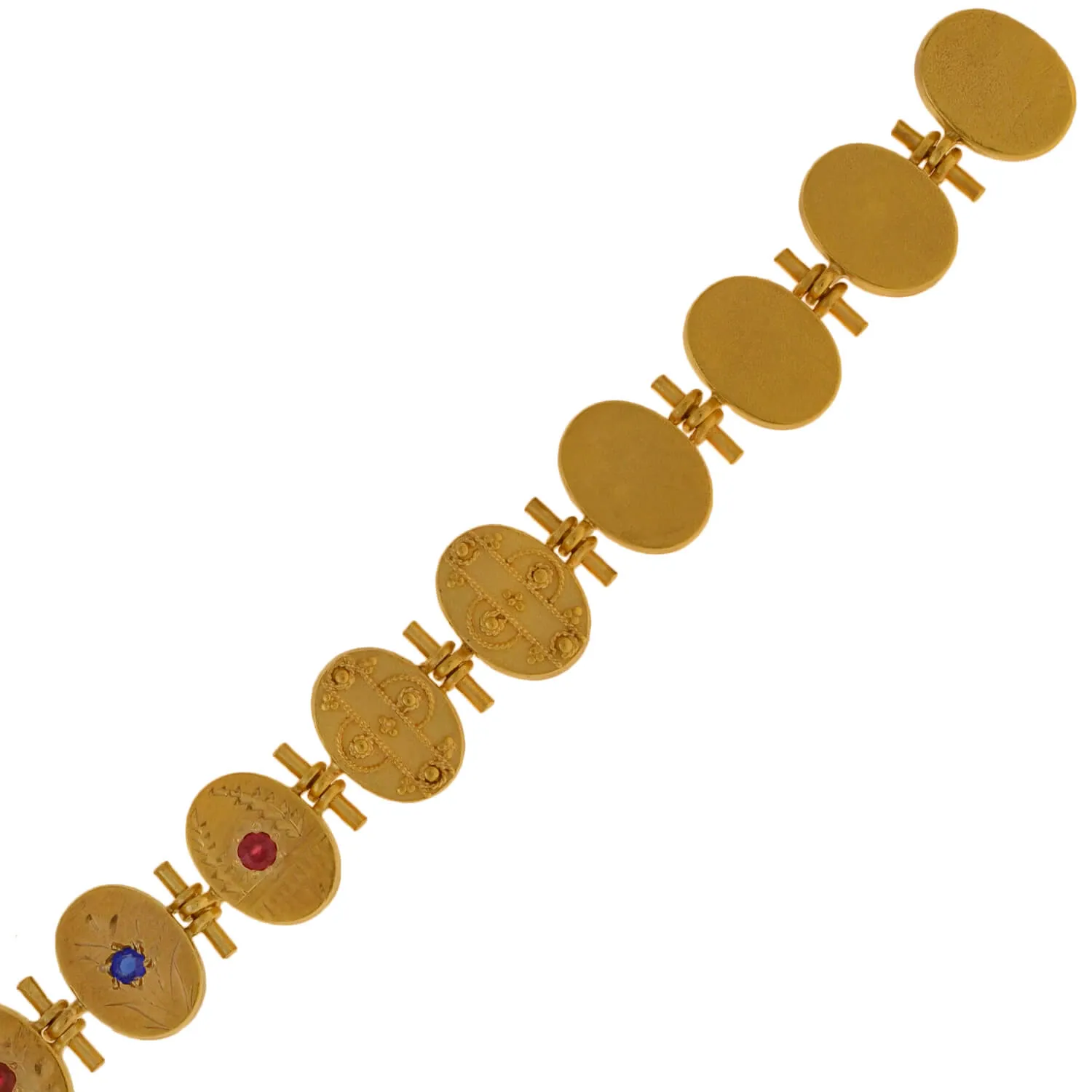 Victorian Gold-Filled Etruscan   Faux Gemstone Button Bracelet