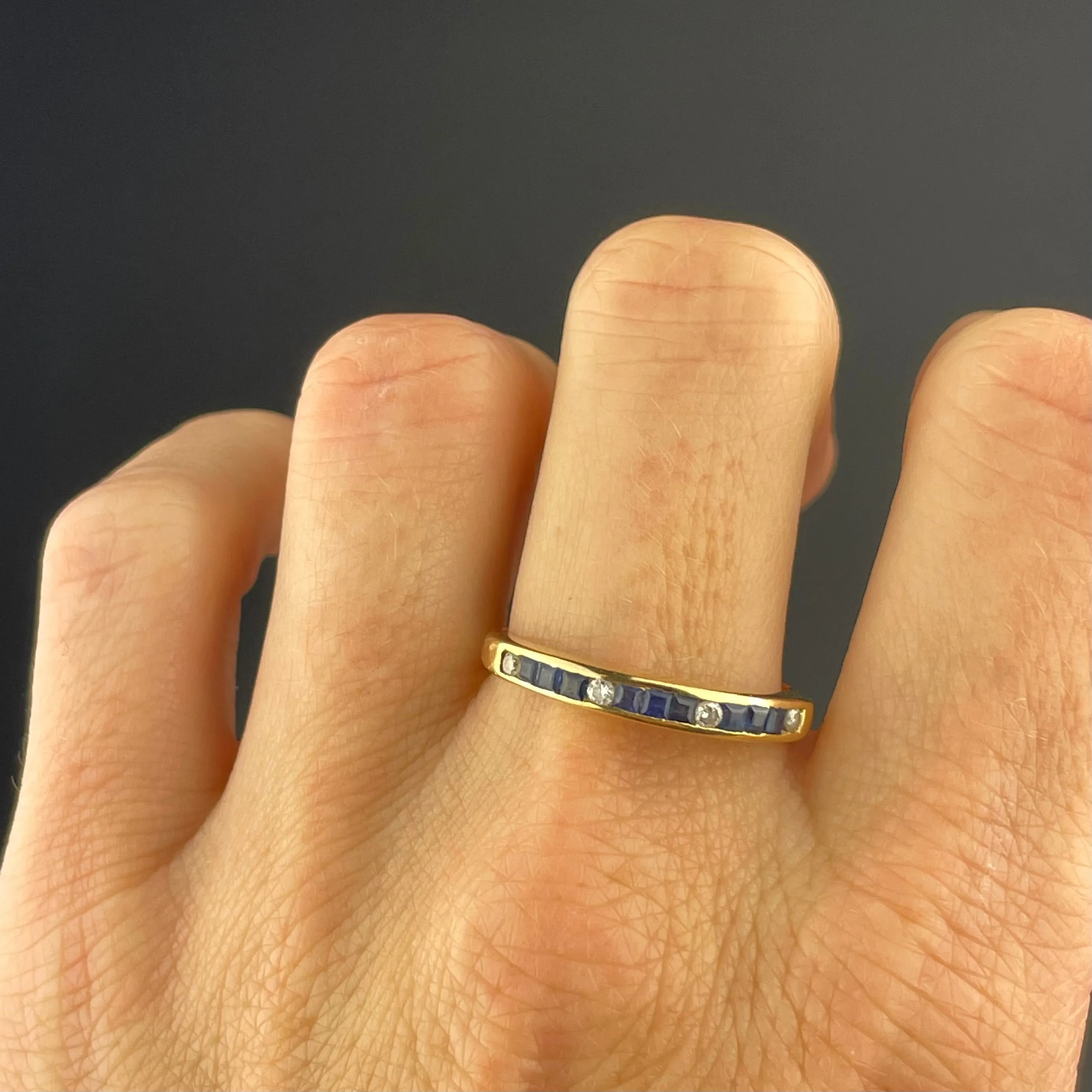 Vintage 14K Gold Diamond Sapphire Band Ring