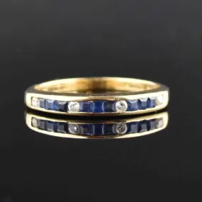 Vintage 14K Gold Diamond Sapphire Band Ring