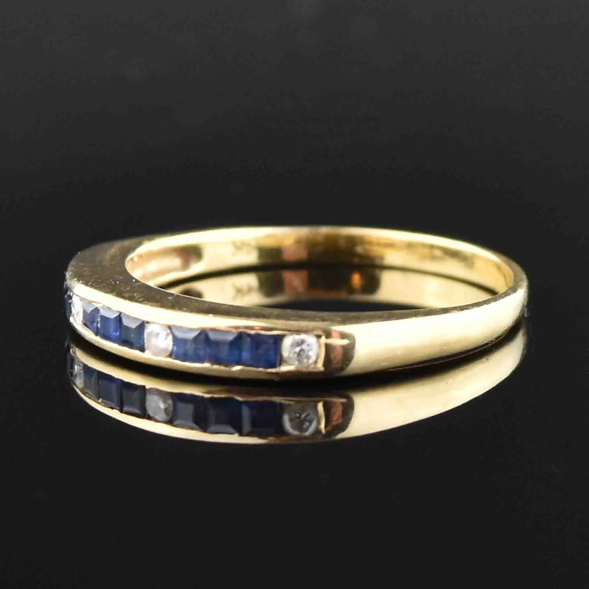 Vintage 14K Gold Diamond Sapphire Band Ring