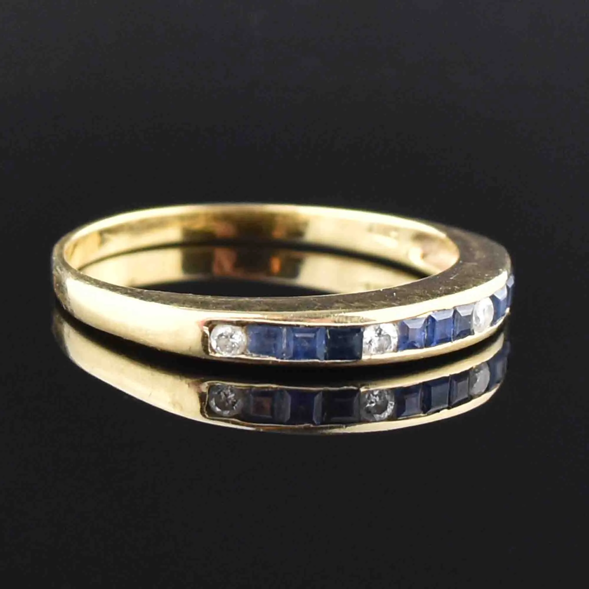 Vintage 14K Gold Diamond Sapphire Band Ring