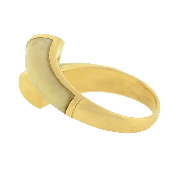 Vintage 14kt Carved Ivory Bypass Ring