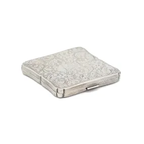 Vintage Sterling Silver Floral Engraved Powder Case Compact