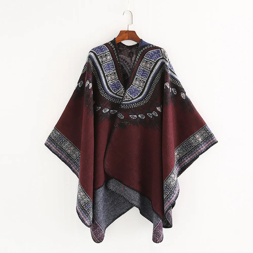 Women 130*150CM Vintage Ethnic Style Artificial Cashmere Scarf Winter Warm Long Shawl