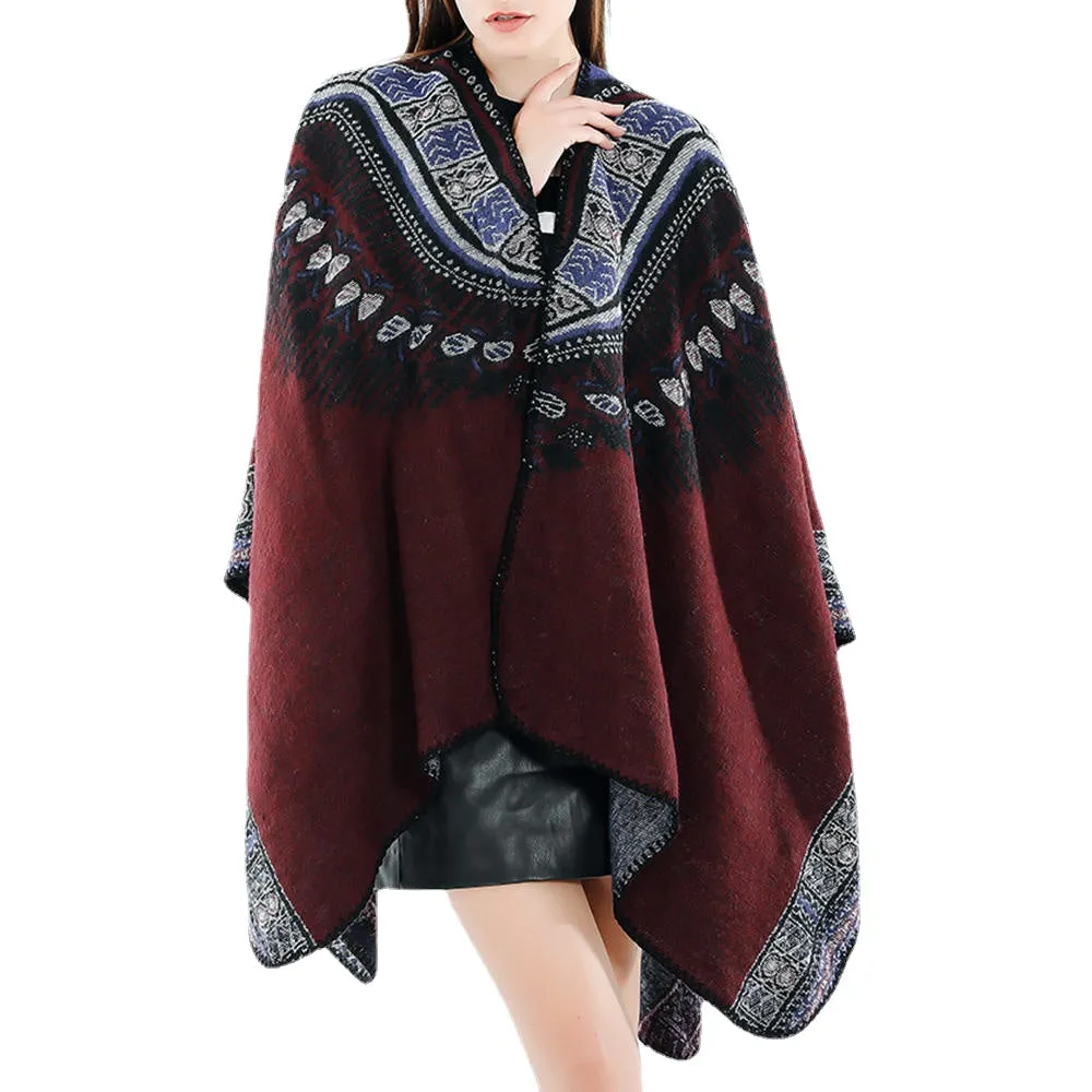 Women 130*150CM Vintage Ethnic Style Artificial Cashmere Scarf Winter Warm Long Shawl