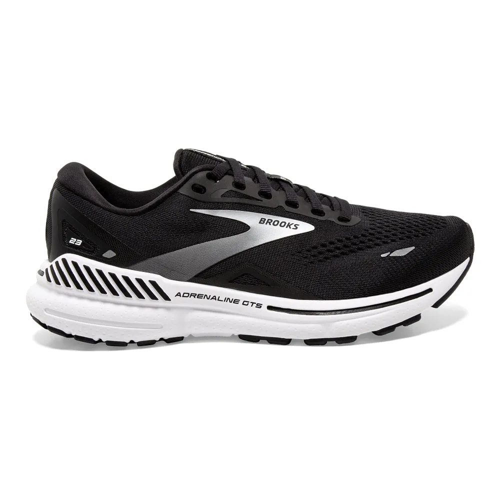 Women's Brooks Adrenaline GTS 23, Black/White/Silver, 8 D Wide