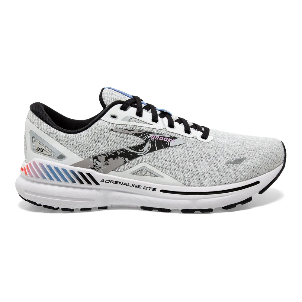 Women's Brooks Adrenaline GTS 23, White/Black/Orchid Bouquet, 8 B Medium