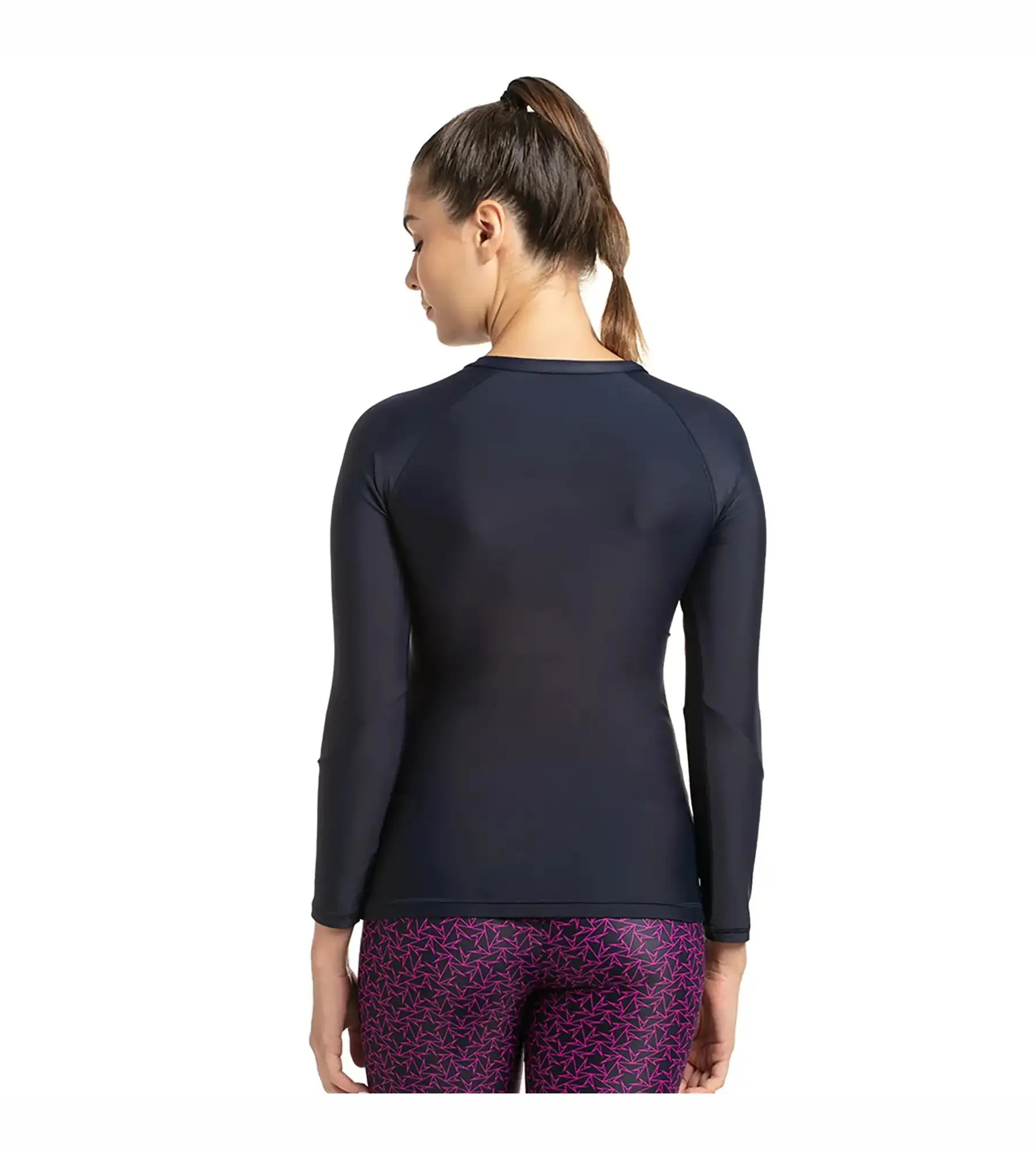 Women's Endurance Boomstar Printed Long Sleeve Suntop - True Navy & Electric Pink