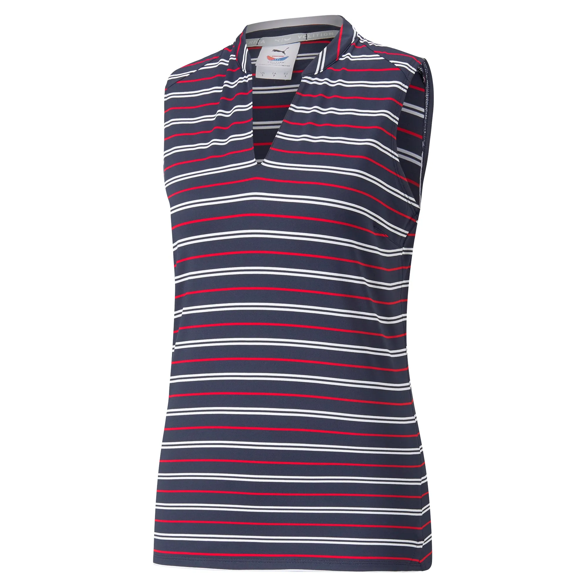 Women's Volition Striped Sleeveless Golf Polo